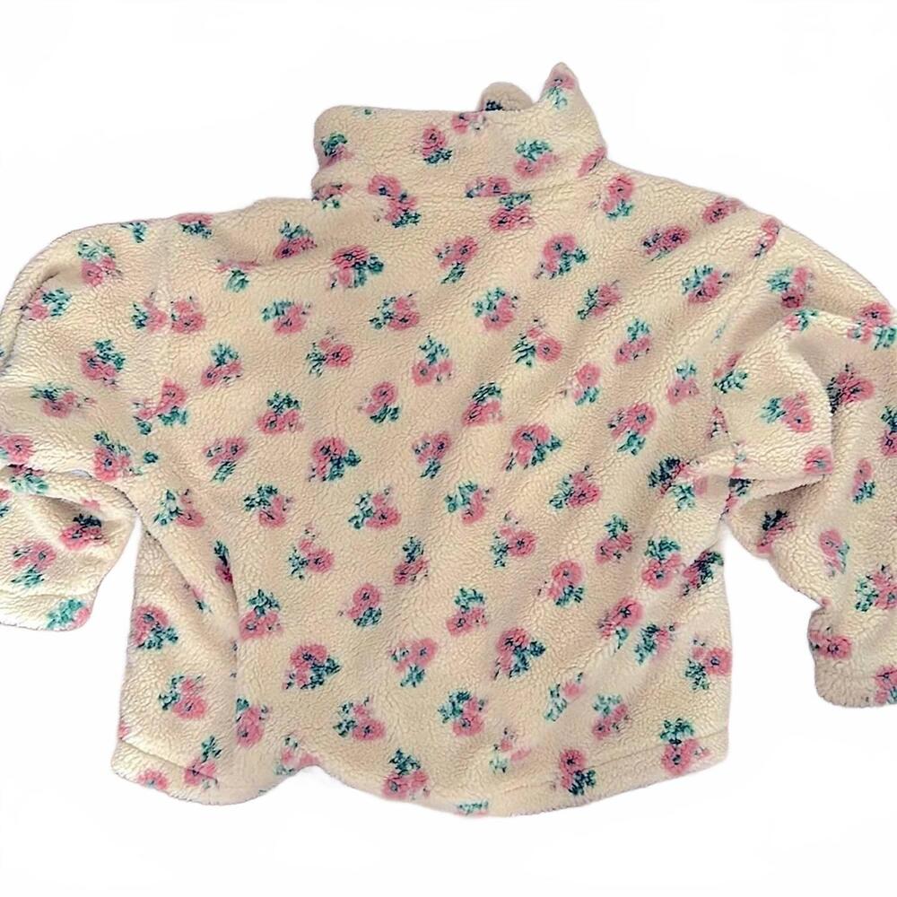 NEW MABLE women's floral sherpa denim jacket in light wash - Picture 3 of 4